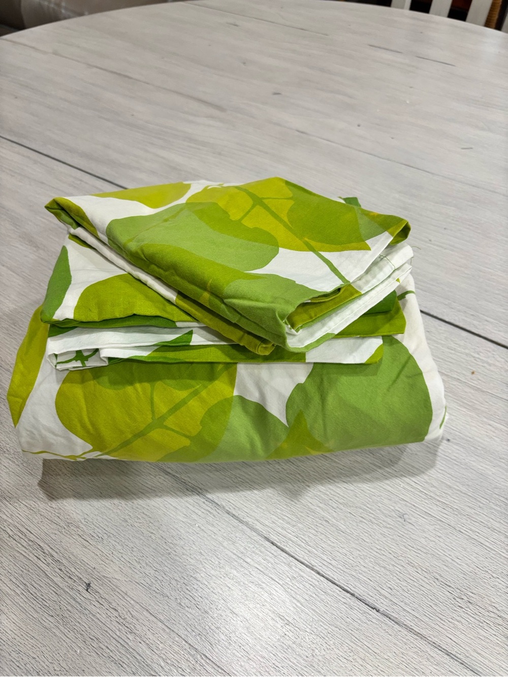 CRATE & BARREL Green Leaf LEHTIMAJA Sheet + 2 Pillow Covers Maija Isola QUEEN